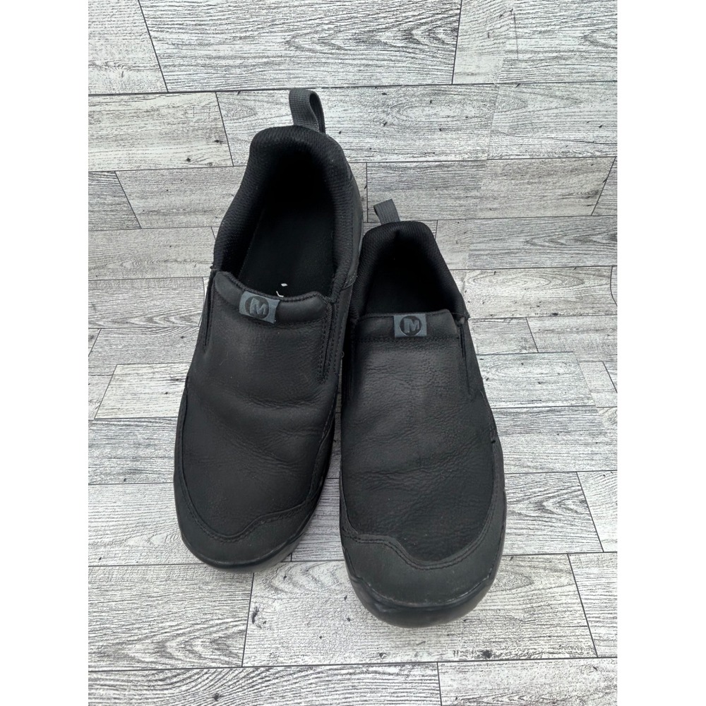 Merrell Men J91807 Black Leather Slip On Vibram Hiking Shoes‎ Size 9.5
